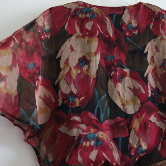 Ralph Lauren Dress Black Multi Floral V Neck 2 XS New - Picture 6 of 8